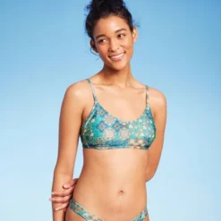 Women's Scoop Front Bralette Bikini Top - Wild Fable™ Blue Patchwork Print -Wild Fable Elegant Shop GUEST e990b318 4981 43a0 903c 60929d9e08ff