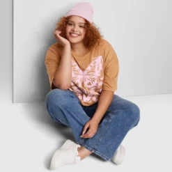 Women's Oversized Butterfly Graphic T-Shirt - Wild Fable™ Brown -Wild Fable Elegant Shop GUEST ead22078 973f 4ab9 9fa4 a1a23fda7cfa