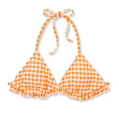 Women's Ruffle Detail Triangle Bikini Top - Wild Fable™ Orange Gingham -Wild Fable Elegant Shop GUEST ec6220d1 9f0f 4365 84f1 f33c7ac893dc