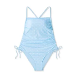 Women's Side-Cinch Detail Extra High Leg Cheeky One Piece Swimsuit - Wild Fable™ Blue -Wild Fable Elegant Shop GUEST ed5d4479 156e 468c 80ac 9bd3a736670e