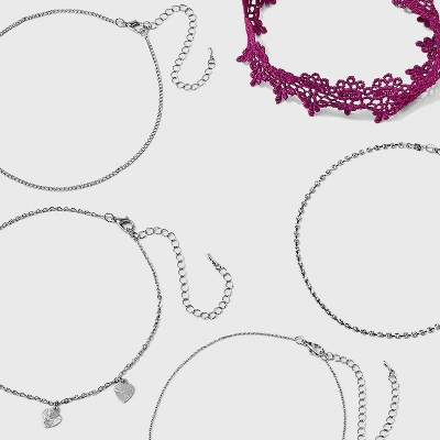 Lace Heart and Rose Cross Choker Necklace Set 5pc - Wild Fable™ Silver Lace Heart And Rose Cross Choker Necklace Set 5pc - Wild Fable™ Silver -Wild Fable Elegant Shop GUEST ee600d60 5541 4fbf 9b81 e2d6d0a9b6f7