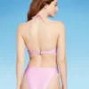 Women's Cinch-Front Halter Bandeau Bikini Top - Wild Fable™ Shiny Pink
