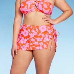 Women's Cinch Side Skirt Cover Up - Wild Fable™ Orange/Pink Tropical Print -Wild Fable Elegant Shop GUEST f465aafc dd5d 468a a3c1 9c4b5ba2b81c