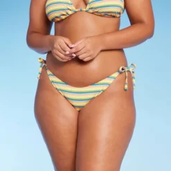 Women's Ribbed Extra Cheeky Extra High Leg Bikini Bottom - Wild Fable™ Blue/Green/Pink Striped -Wild Fable Elegant Shop GUEST f4d2aa09 f7d1 4446 9ff9 74042ff986f1