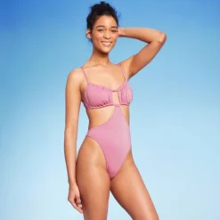 Women's Cut Out One Piece Swimsuit - Wild Fable™ Pink Lurex -Wild Fable Elegant Shop GUEST f4f3e4fb f344 4c78 af4b c2b9db758ec0