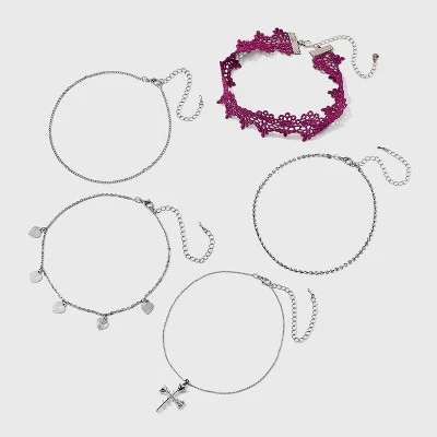 Lace Heart and Rose Cross Choker Necklace Set 5pc - Wild Fable™ Silver Lace Heart And Rose Cross Choker Necklace Set 5pc - Wild Fable™ Silver -Wild Fable Elegant Shop GUEST fba52b53 fbe3 44dc 88a3 ce7acfb210f6
