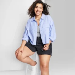 Women's Long Sleeve Cropped Button-Down Shirt - Wild Fable™ -Wild Fable Elegant Shop GUEST ffe1745a 11bf 40f0 9355 d217890561c1